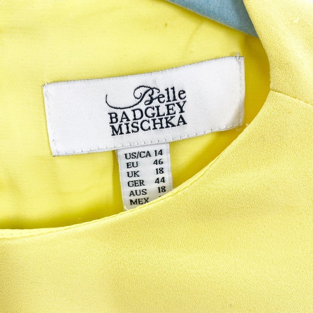 Belle Bradley Mischka Yellow Scallop Tiered Edge Dress 14 - Picture 4 of 5